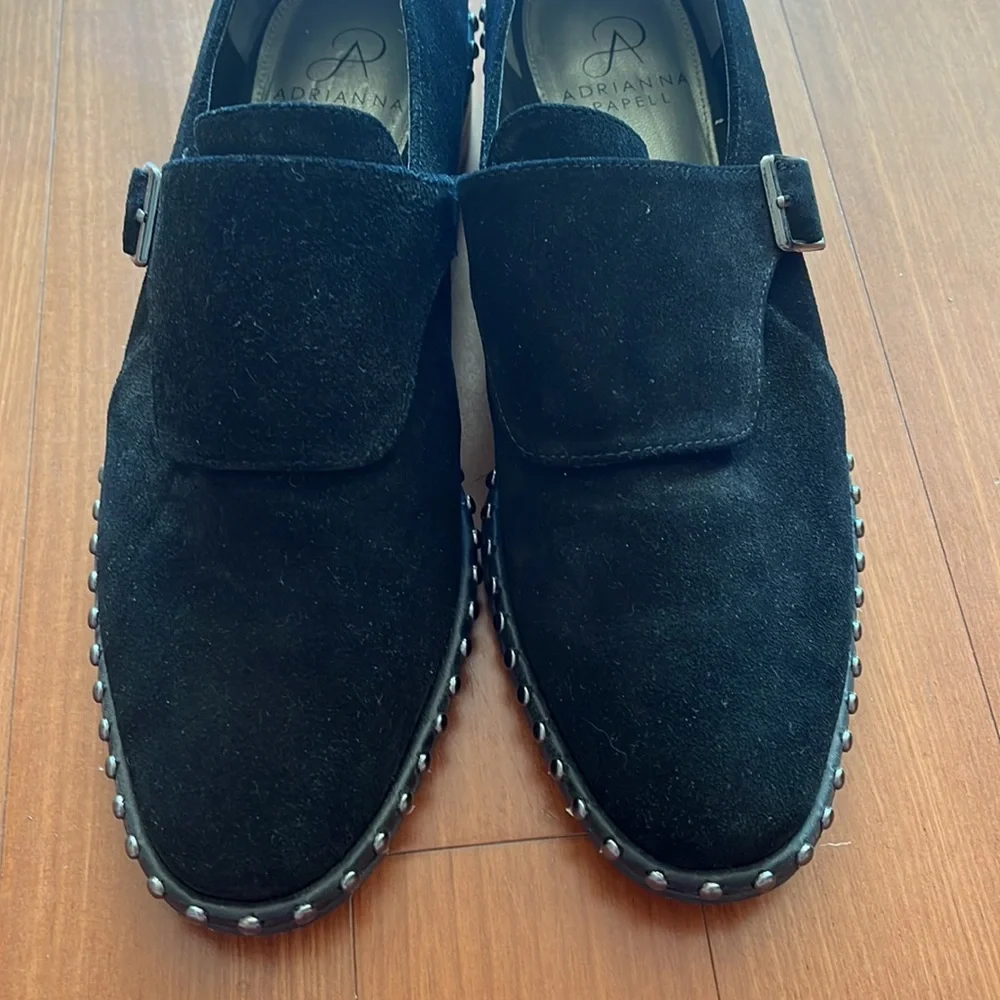 Adrianna Papell Studded Black Suede Loafers - Picture 5 of 7